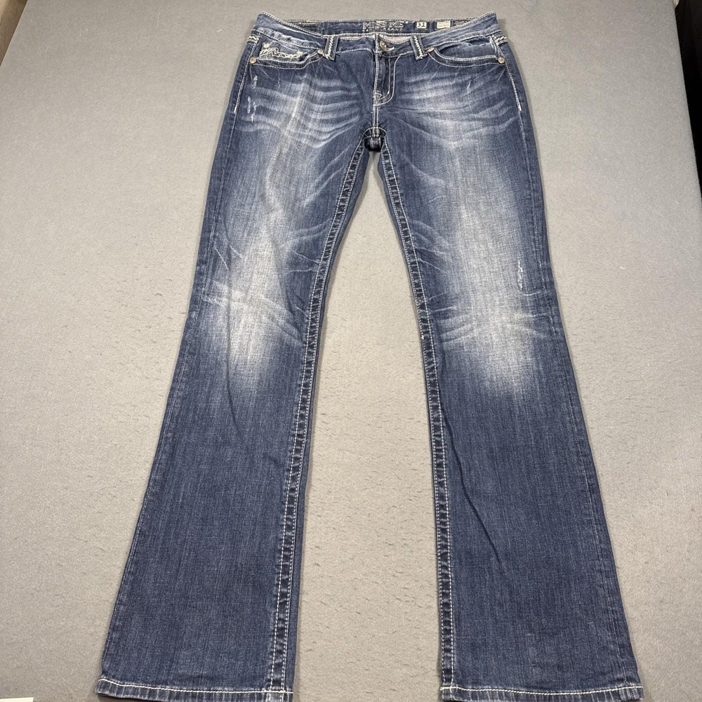 Miss Me jeans womens 33 eASY boot stretch jE1049EX embellished tHICK sTITCH - Picture 9 of 12